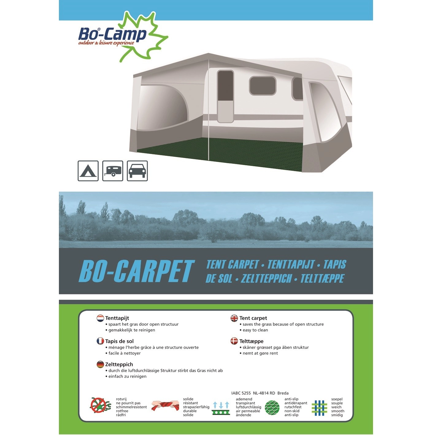 Tenttapijt Bo-Camp Groen (3 X 2,5 M) 1 Tenttapijt Bo-Camp Groen (3 X 2,5 M)