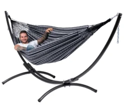 Hangmat Tropilex Double Comfort Black White -Spydercoe Winkel hammock comfort black white 51